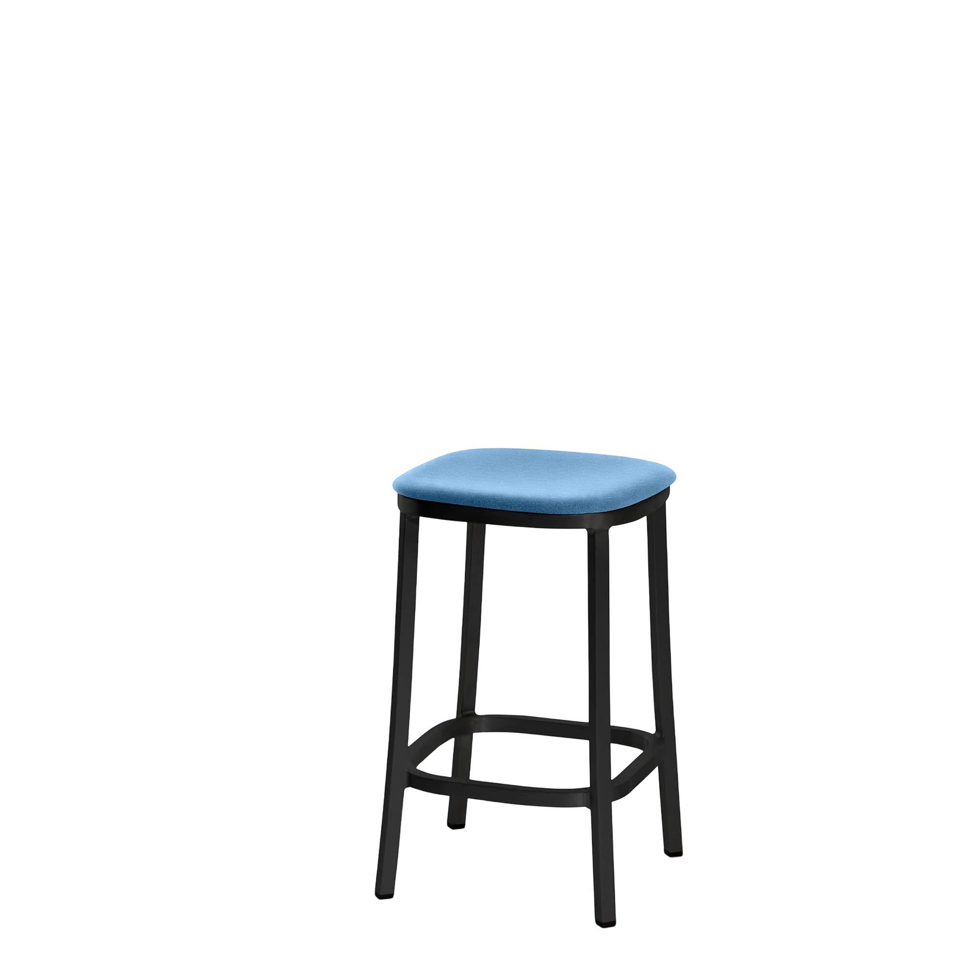1 Inch stool, upholstered seat - Black powder-coated