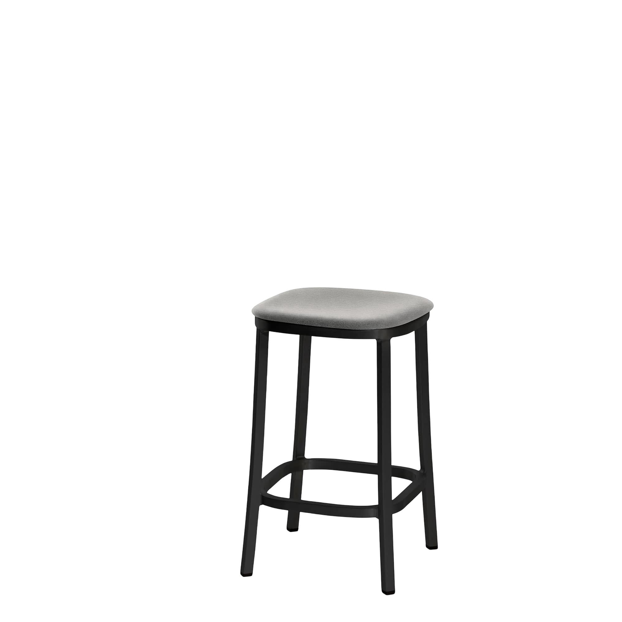 1 Inch stool, upholstered seat - Black powder-coated