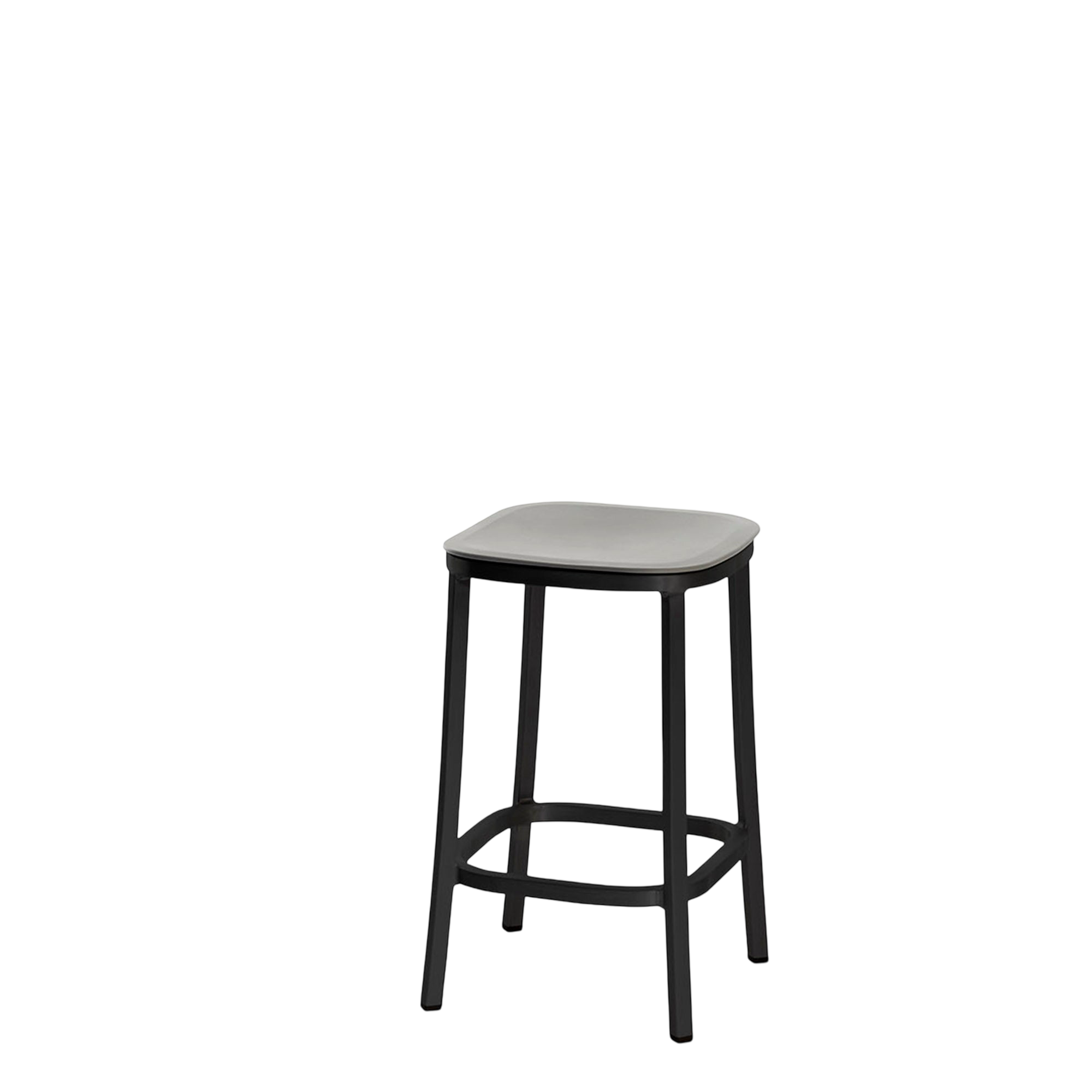 1 Inch stool, recycled plastic seat - Black powder-coated