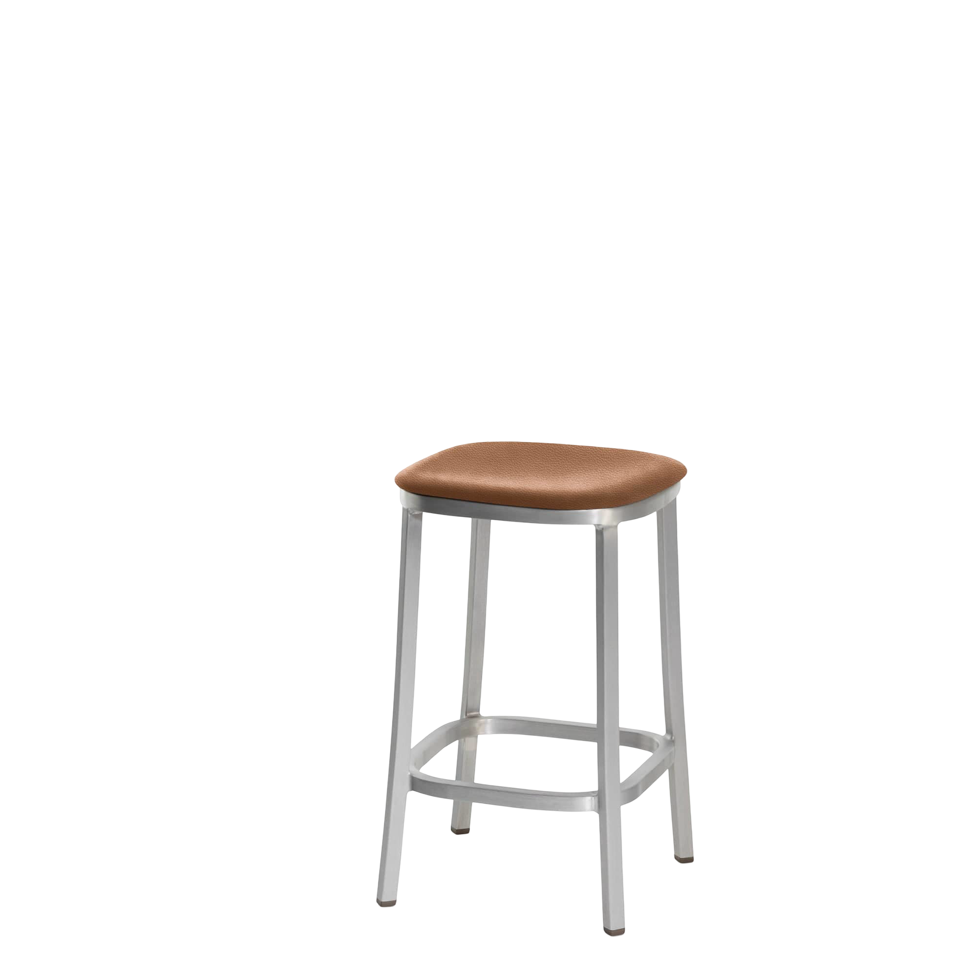 1 Inch stool, upholstered seat - Hand Brushed