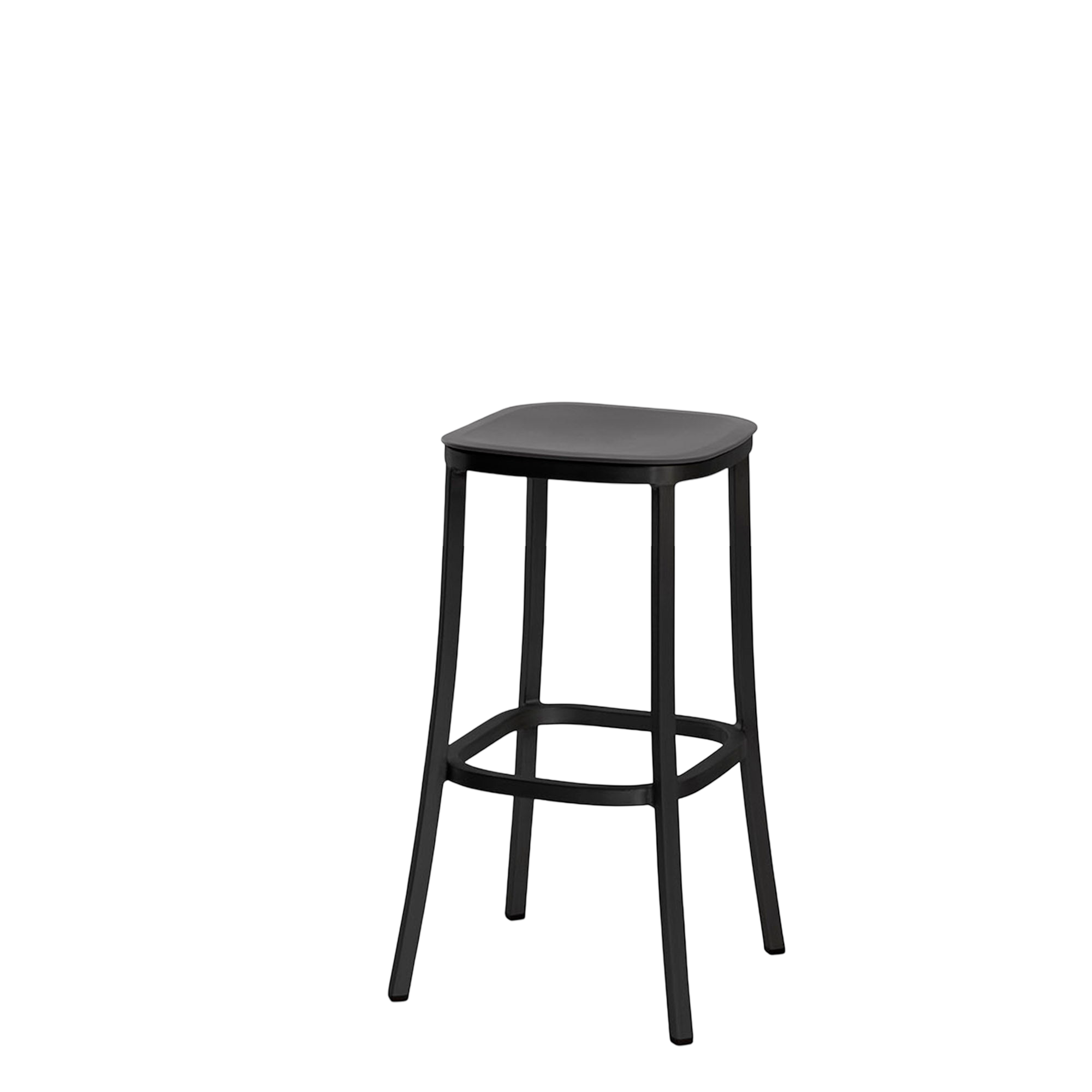 1 Inch stool, recycled plastic seat - Black powder-coated