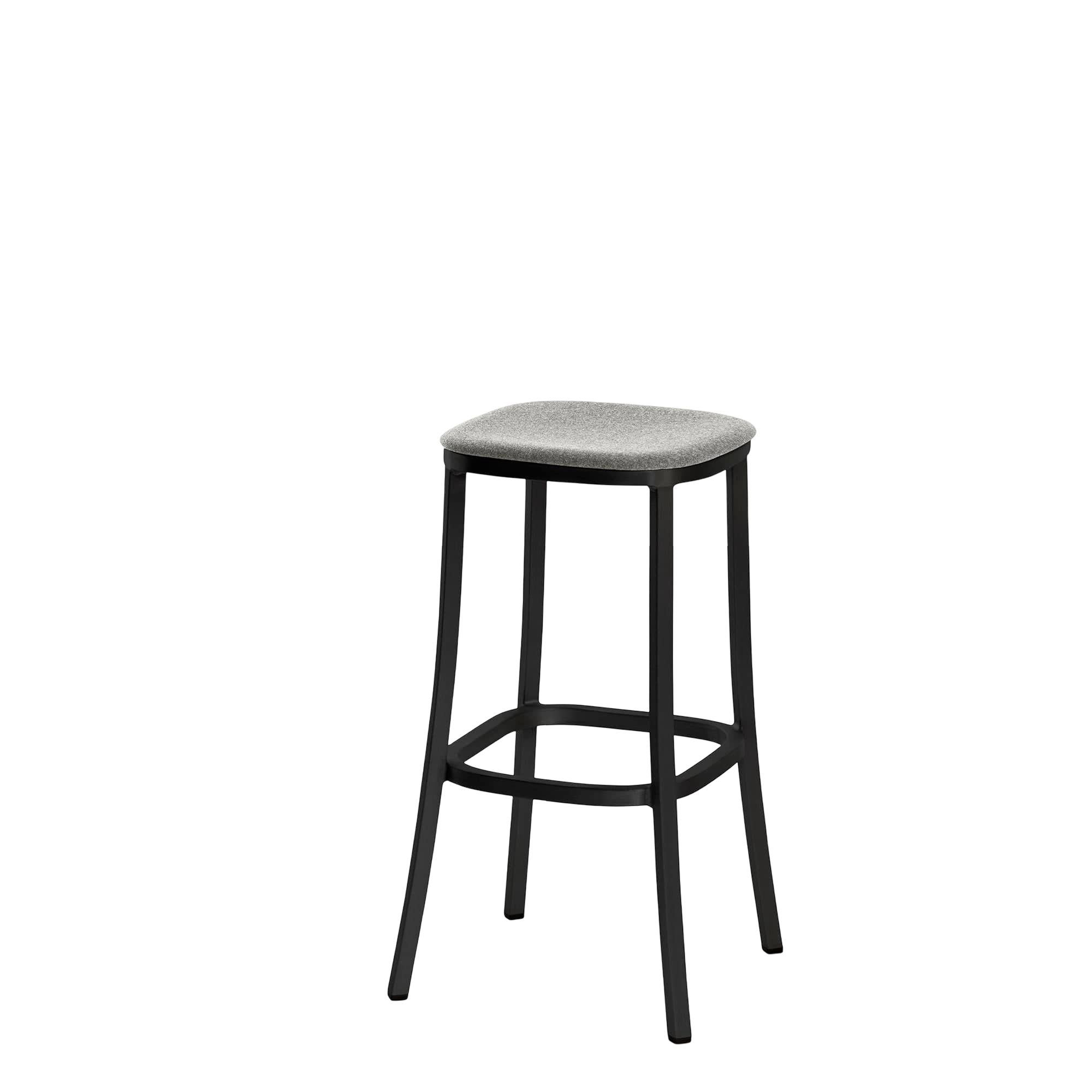 1 Inch stool, upholstered seat - Black powder-coated