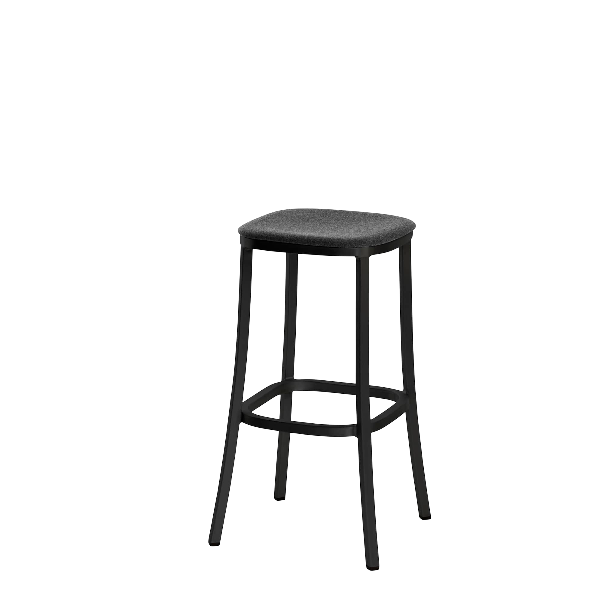 1 Inch stool, upholstered seat - Black powder-coated
