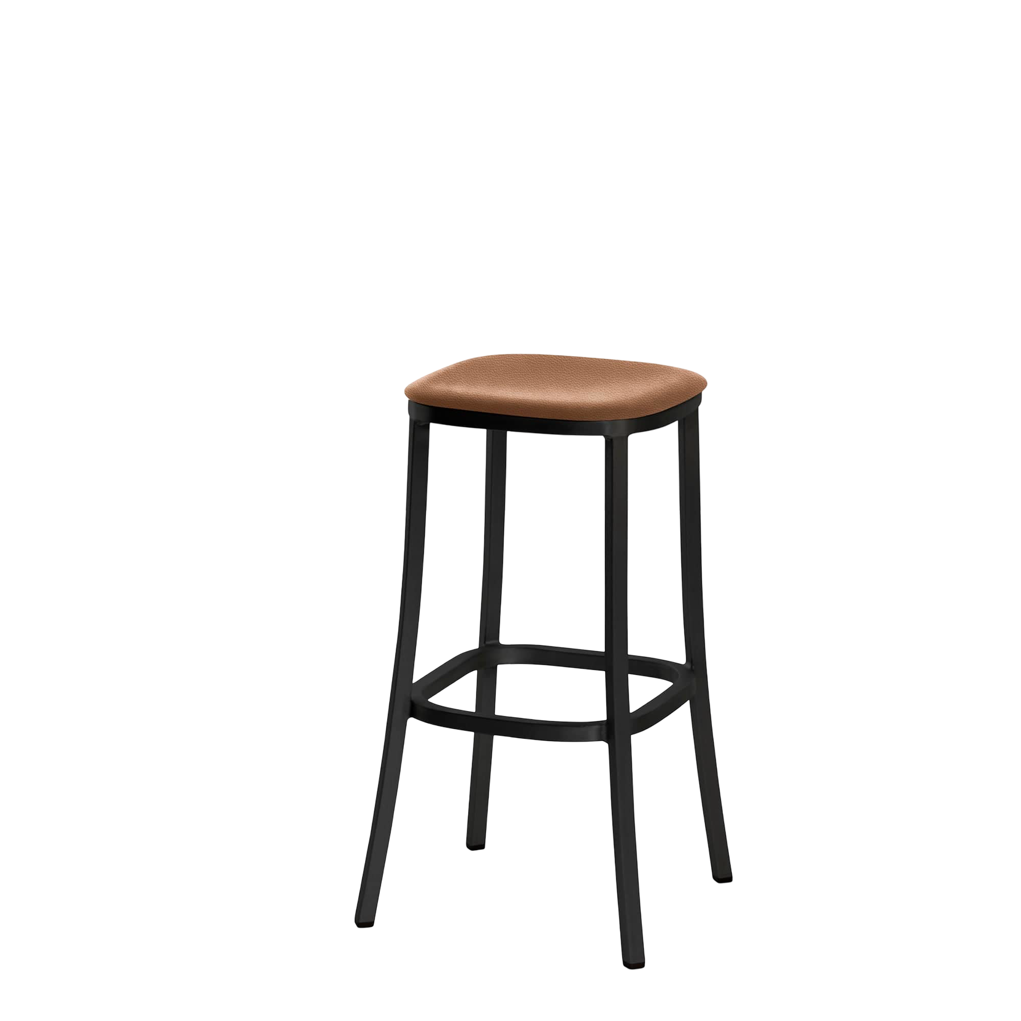 1 Inch stool, upholstered seat - Black powder-coated