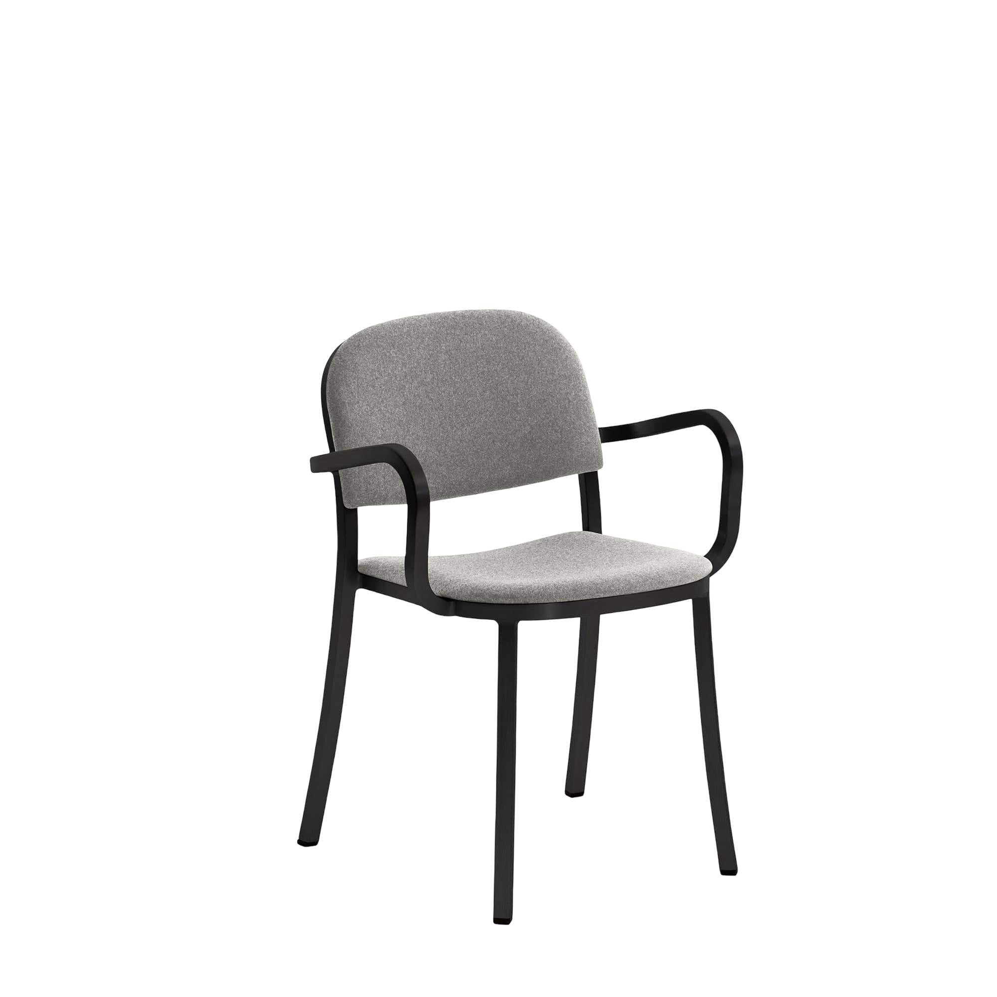 1 Inch Armchair, upholstered seat - Black powder-coated