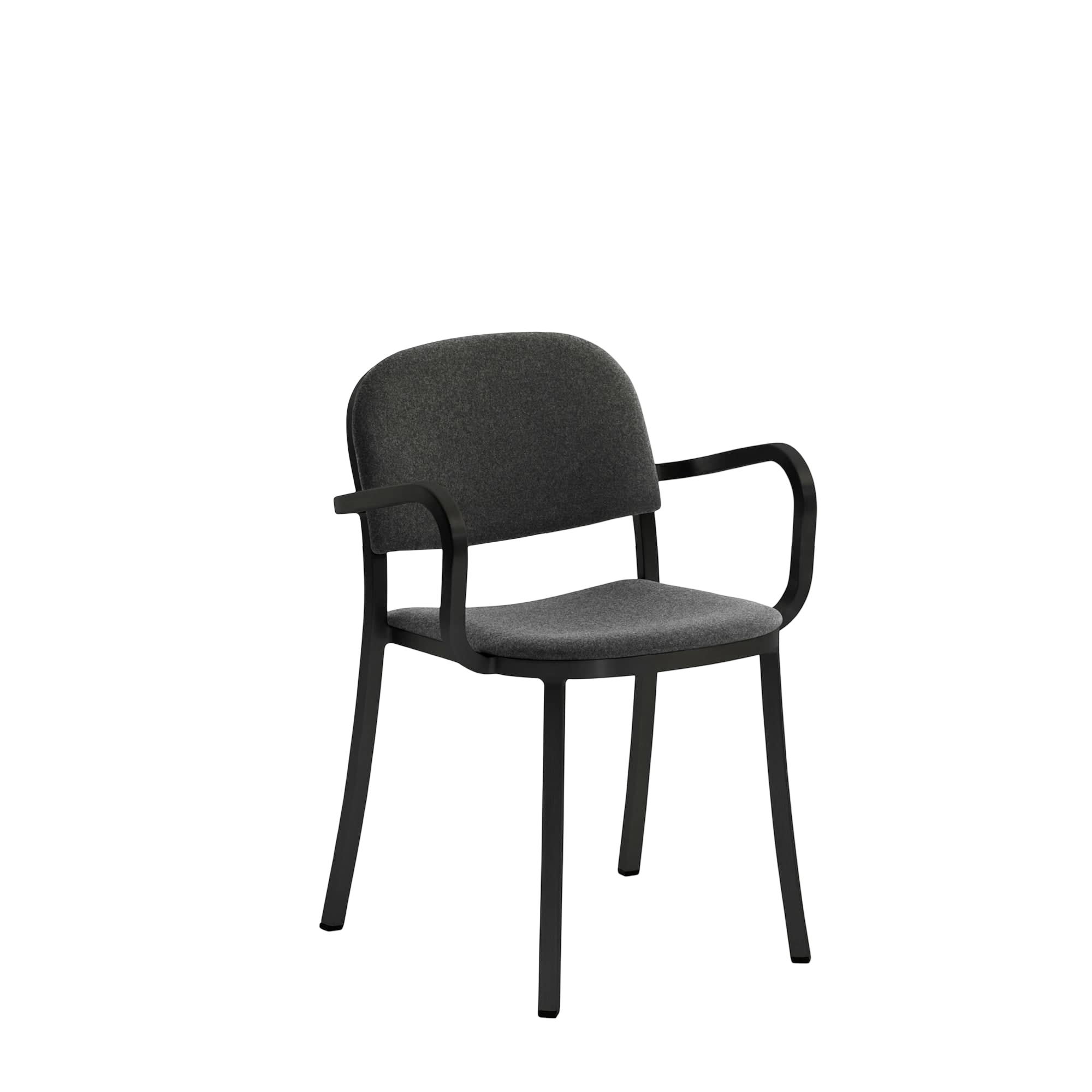 1 Inch Armchair, upholstered seat - Black powder-coated