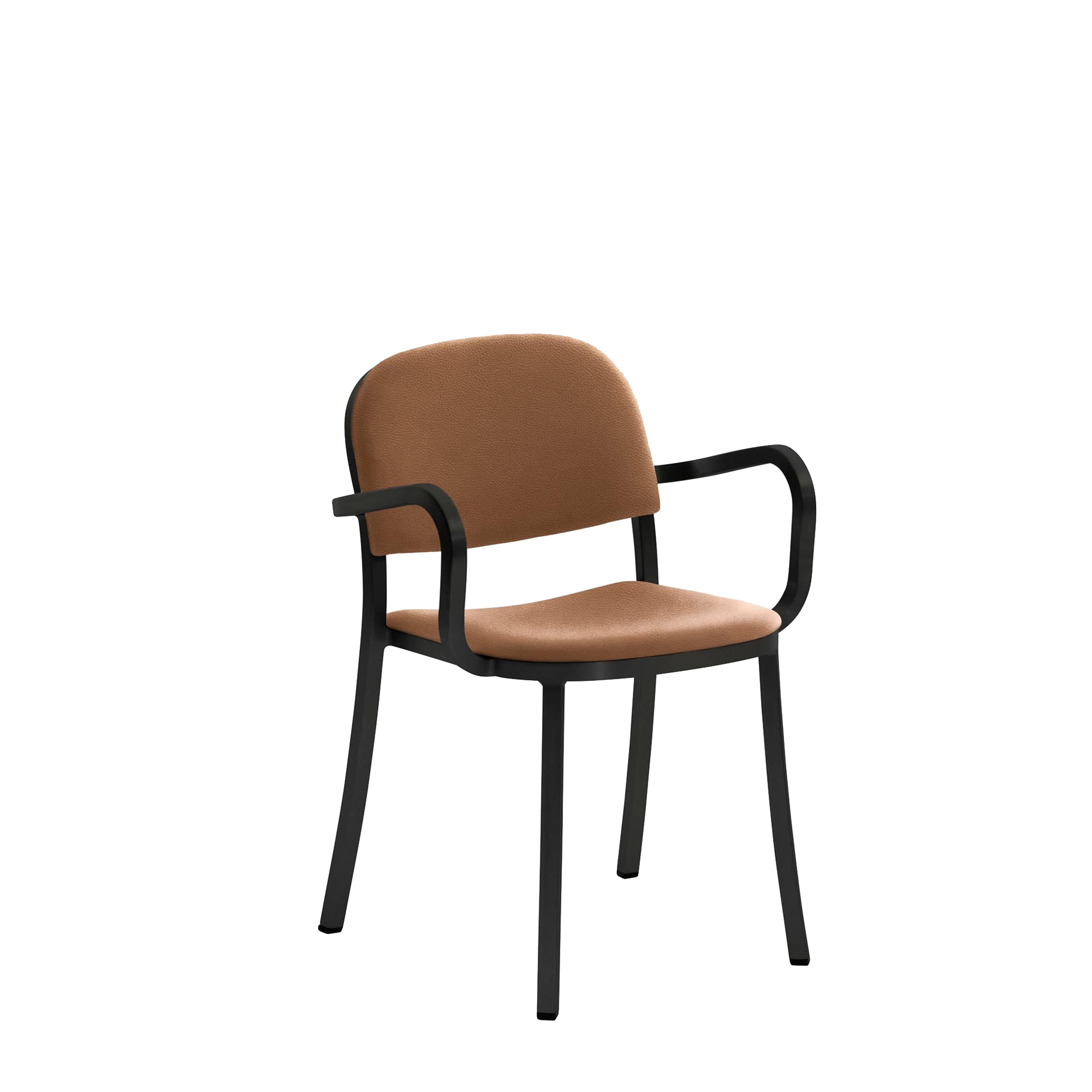 1 Inch Armchair, upholstered seat - Black powder-coated