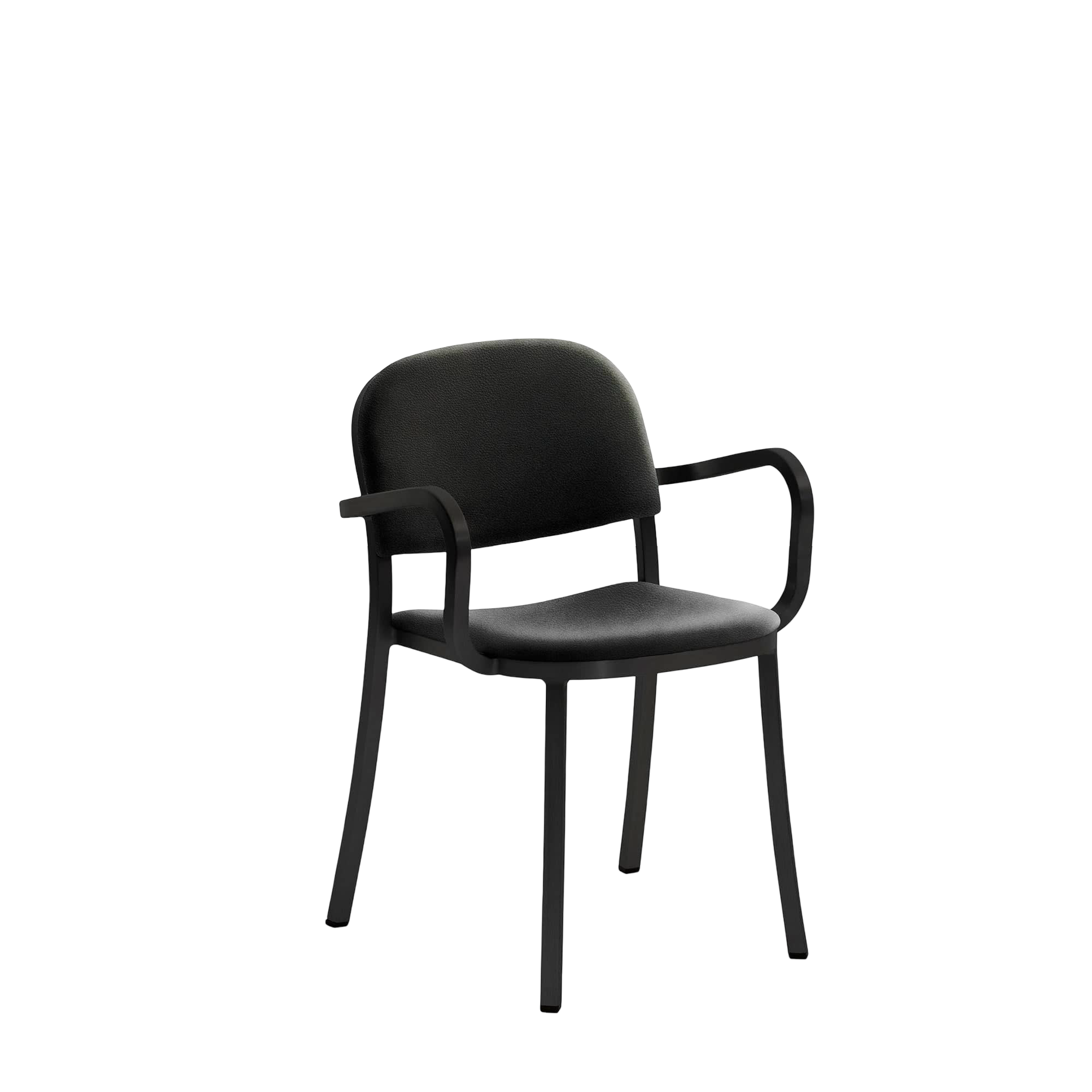 1 Inch Armchair, upholstered seat - Black powder-coated