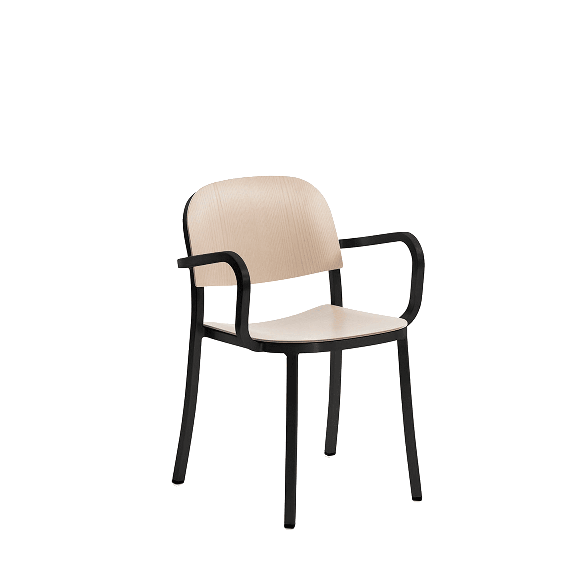 1 Inch Armchair, wood seat - Black powder-coated