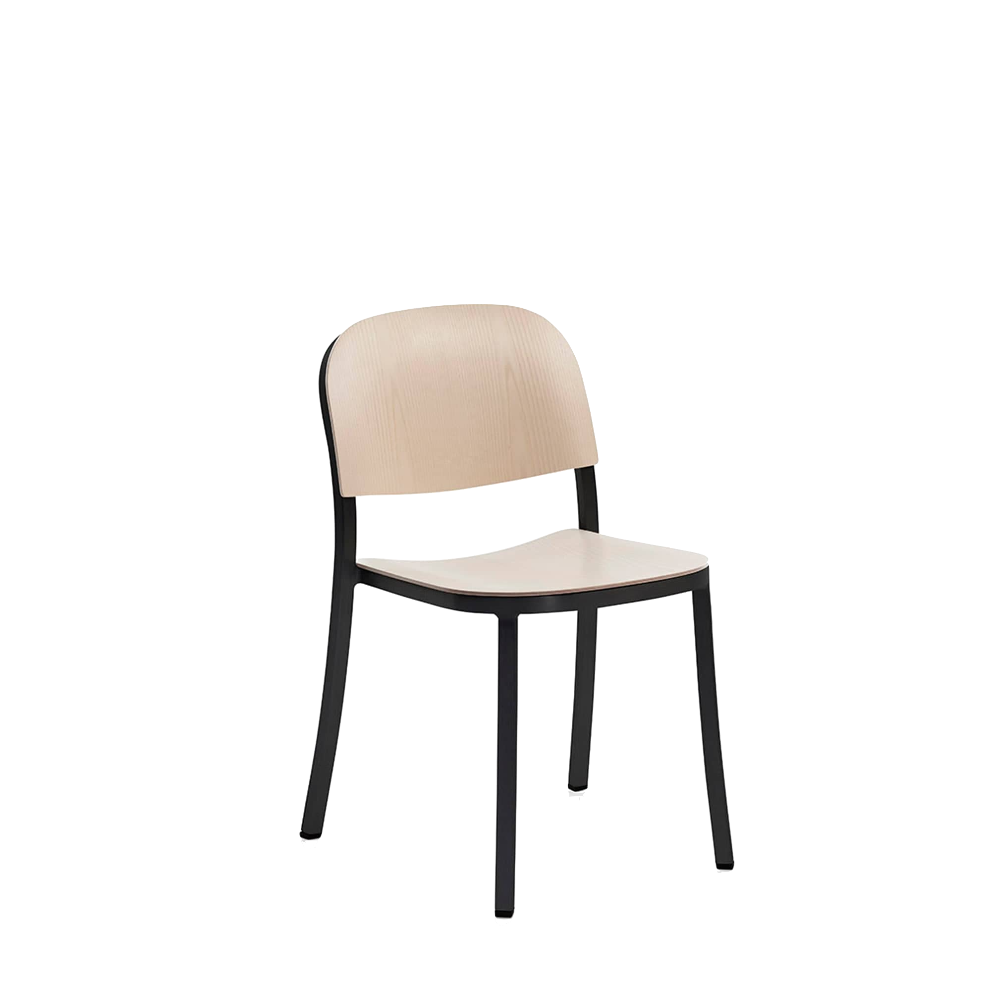 1 Inch Side Chair, wood seat - Black powder-coated