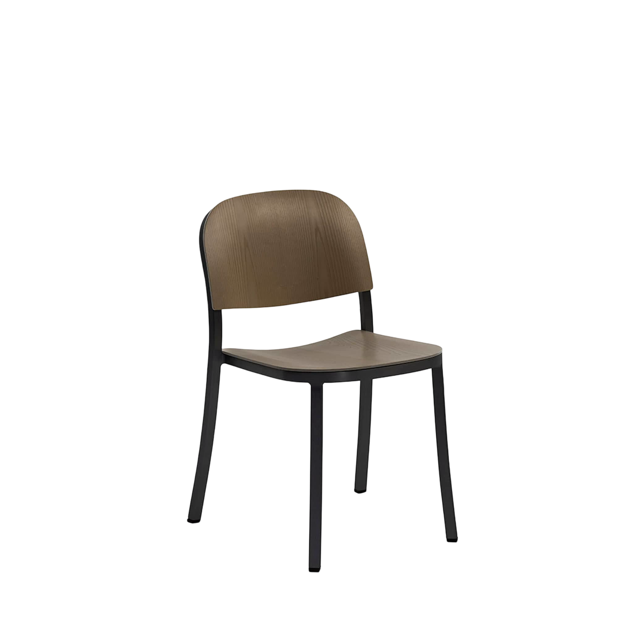 1 Inch Side Chair, wood seat - Black powder-coated
