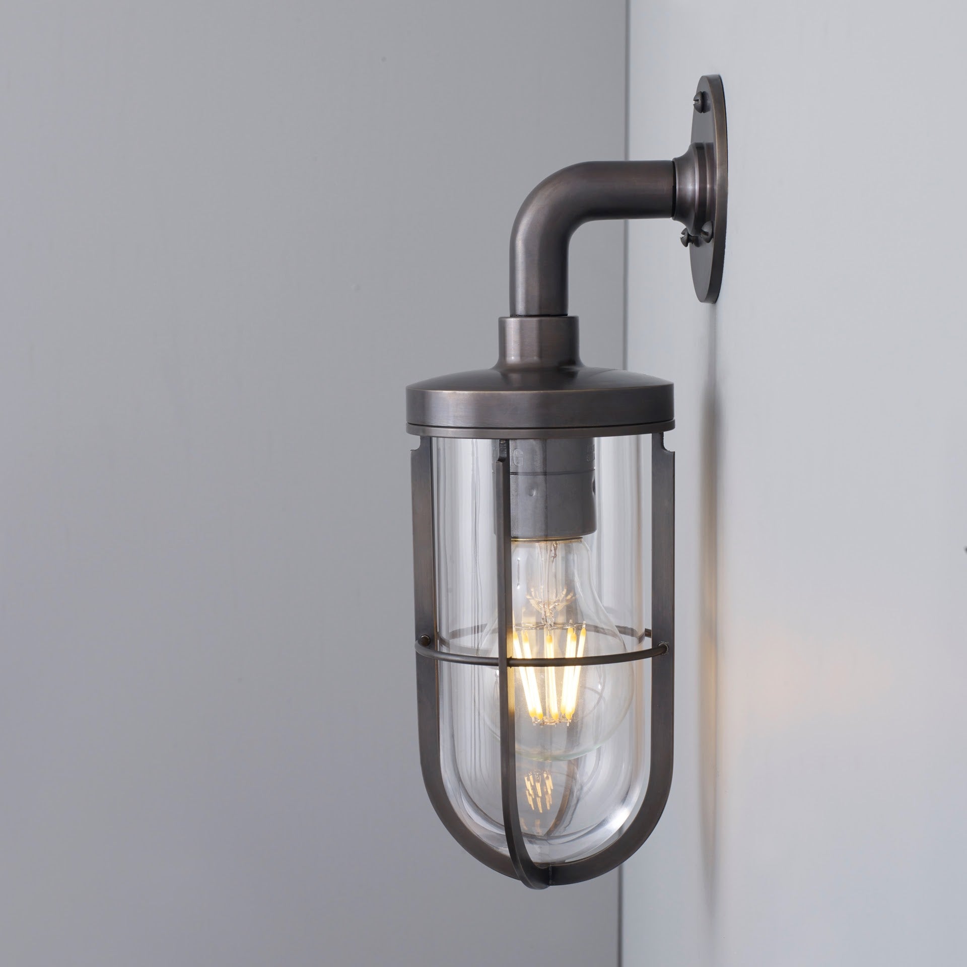 Weatherproof ship's well glass wall light