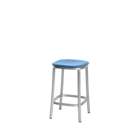1 Inch stool, upholstered seat - Hand Brushed