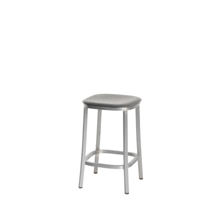 1 Inch stool, upholstered seat - Hand Brushed