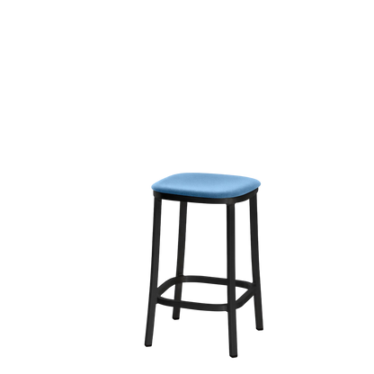 1 Inch stool, upholstered seat - Black powder-coated