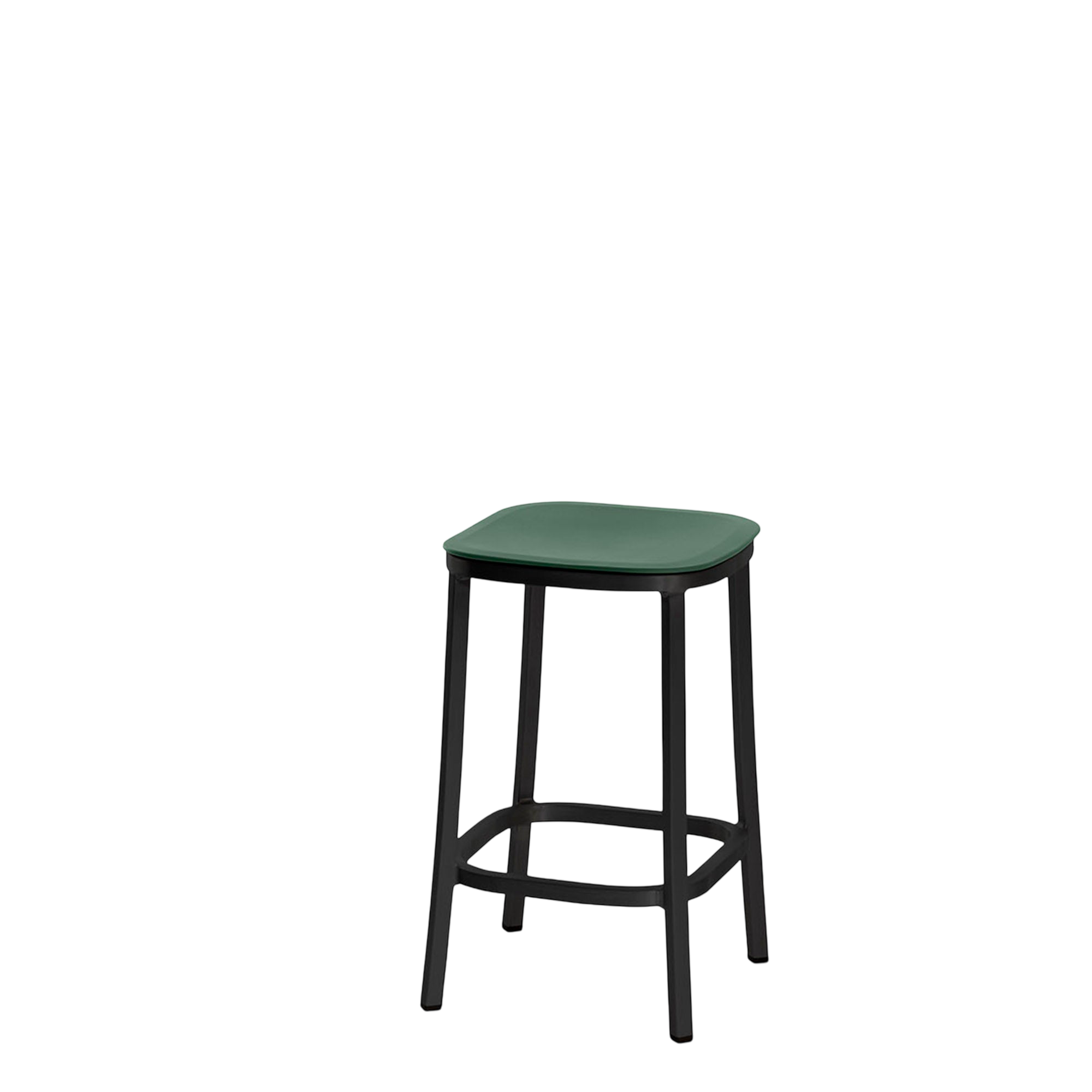 1 Inch stool, recycled plastic seat - Black powder-coated