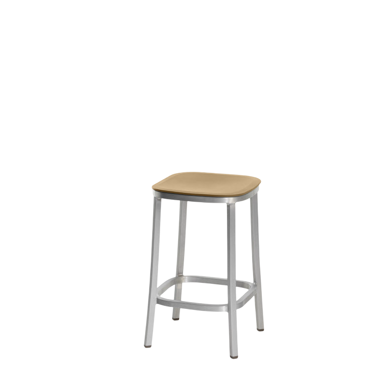 1 Inch stool, recycled plastic seat - Hand brushed