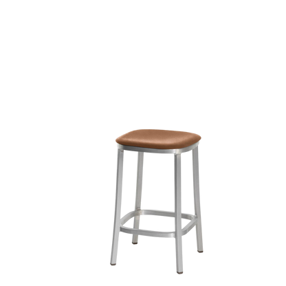 1 Inch stool, upholstered seat - Hand Brushed