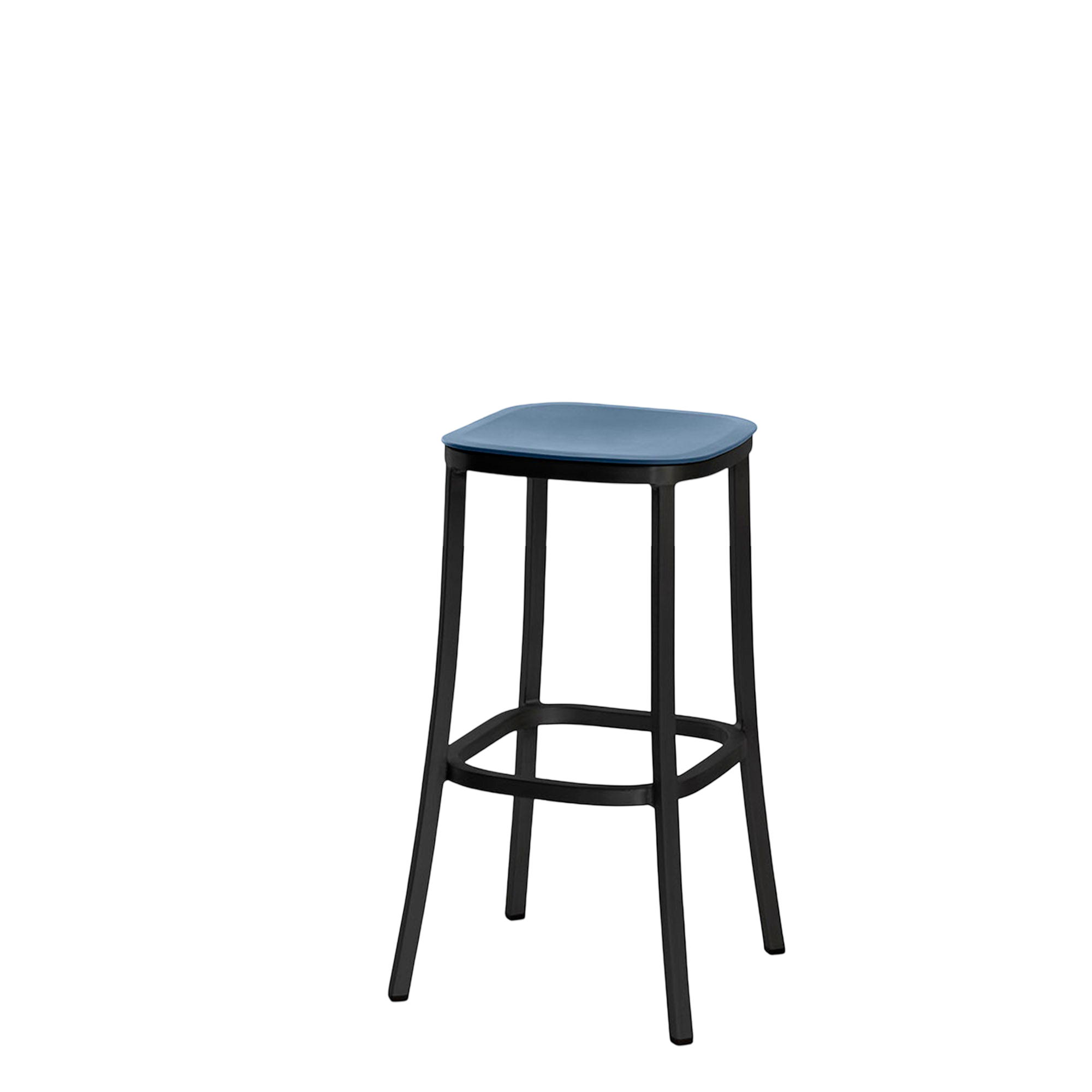 1 Inch stool, recycled plastic seat - Black powder-coated