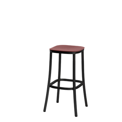 1 Inch stool, recycled plastic seat - Black powder-coated