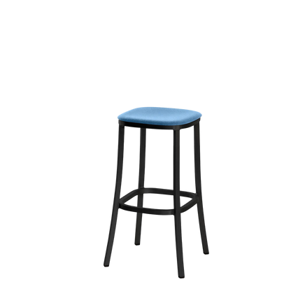 1 Inch stool, upholstered seat - Black powder-coated