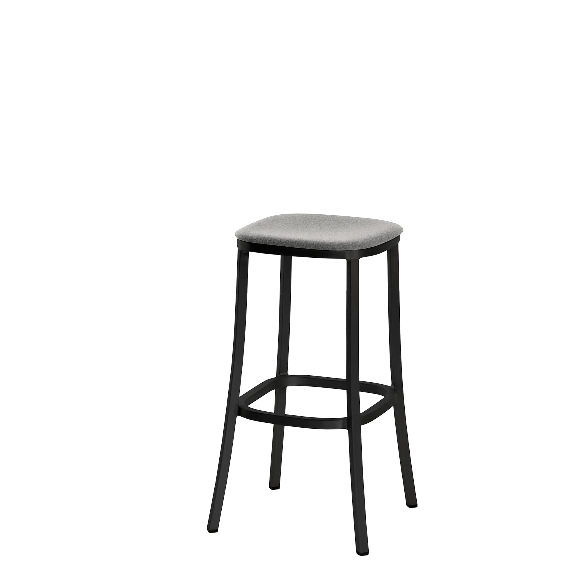1 Inch stool, upholstered seat - Black powder-coated