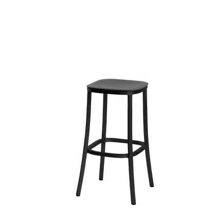1 Inch stool, recycled plastic seat - Black powder-coated