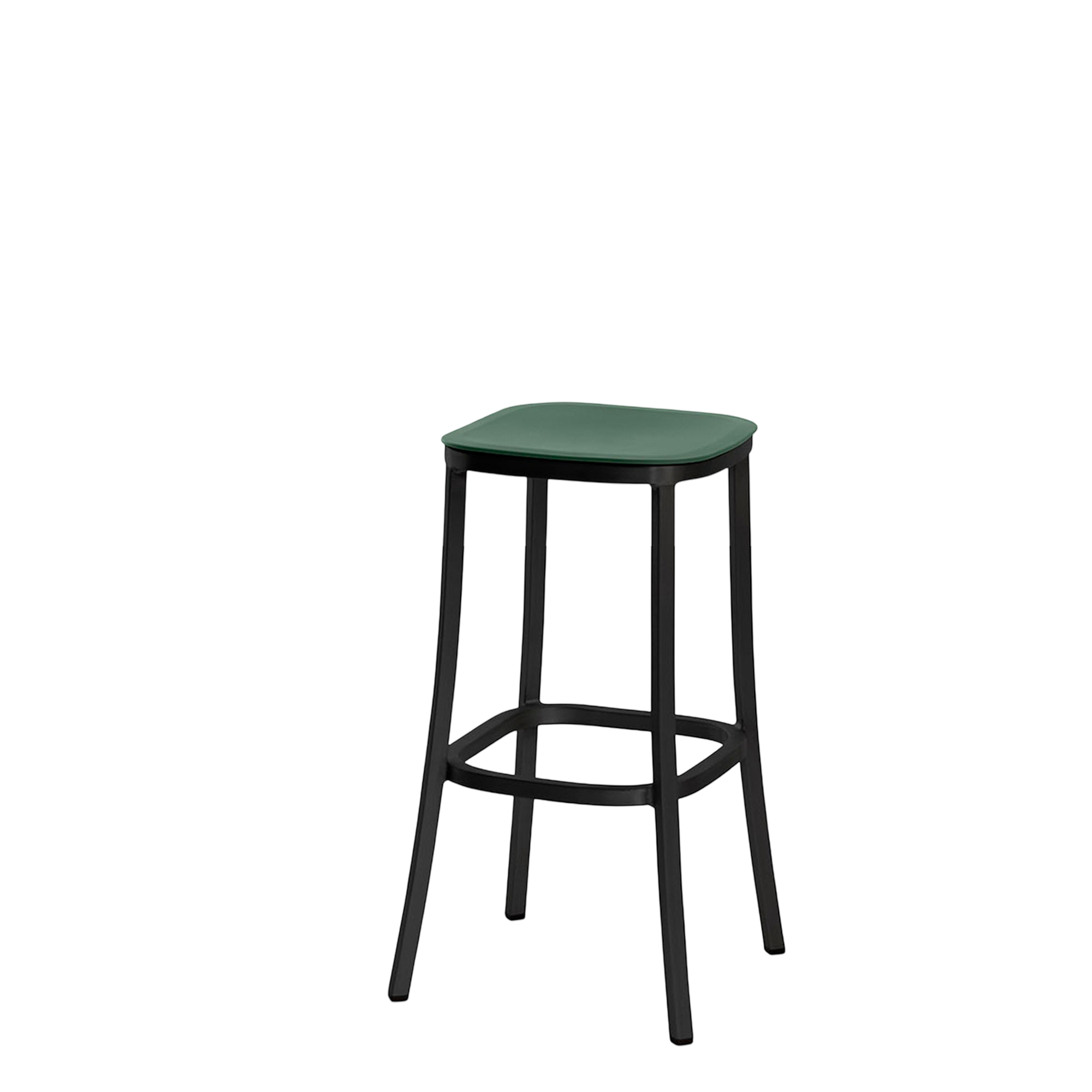 1 Inch stool, recycled plastic seat - Black powder-coated