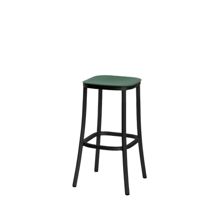 1 Inch stool, recycled plastic seat - Black powder-coated