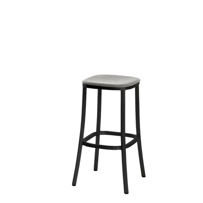 1 Inch stool, upholstered seat - Black powder-coated