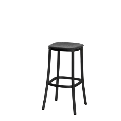 1 Inch stool, upholstered seat - Black powder-coated