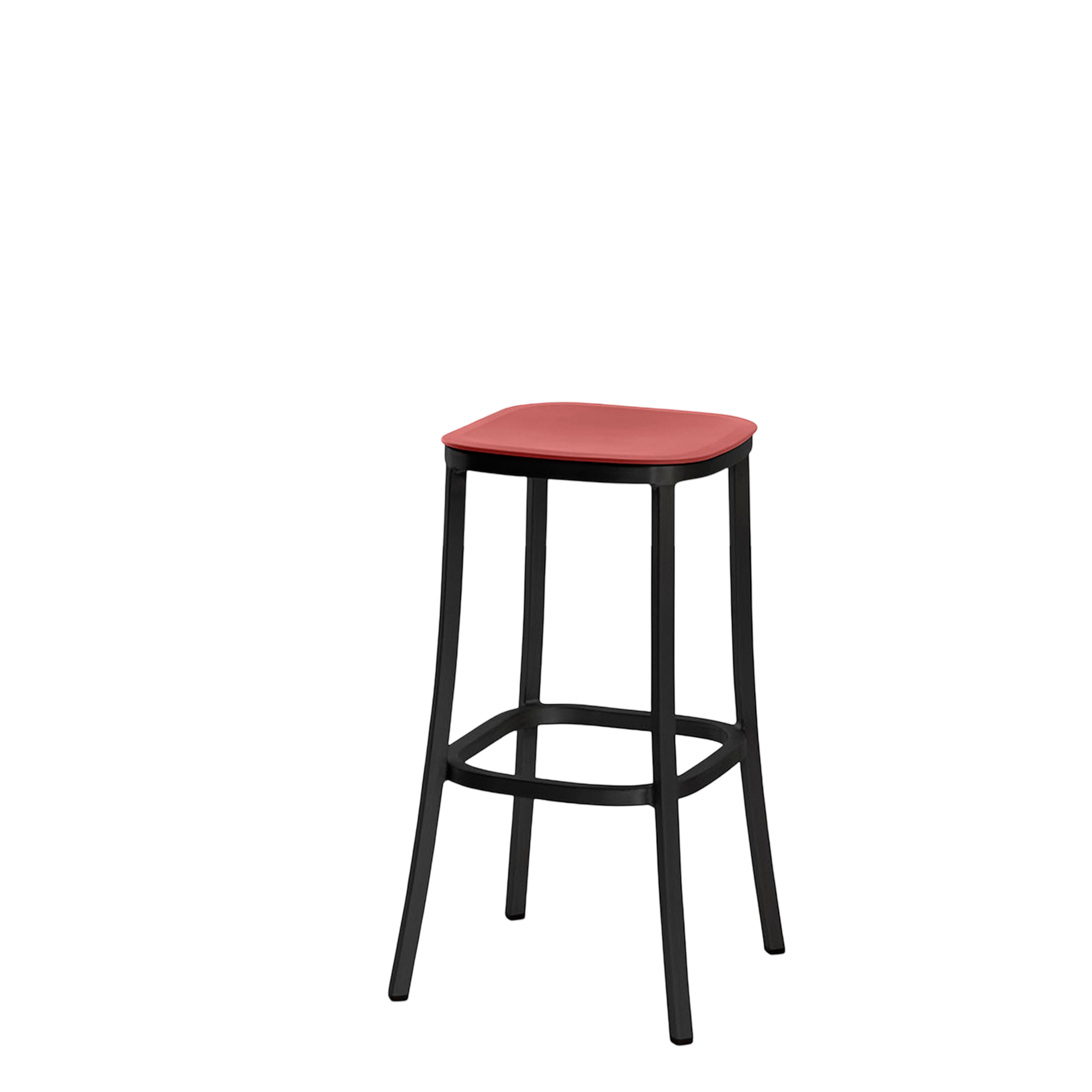 1 Inch stool, recycled plastic seat - Black powder-coated