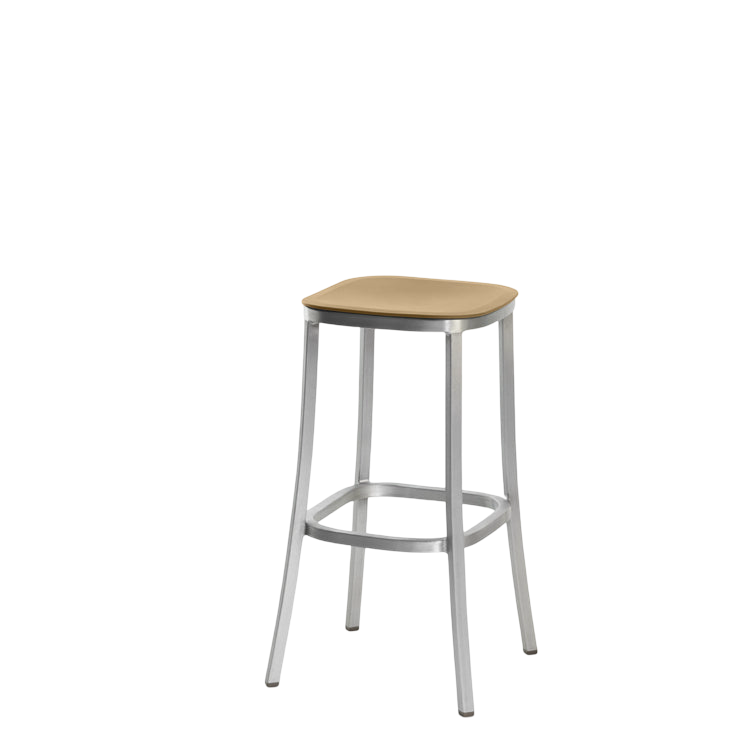 1 Inch stool, recycled plastic seat - Hand brushed