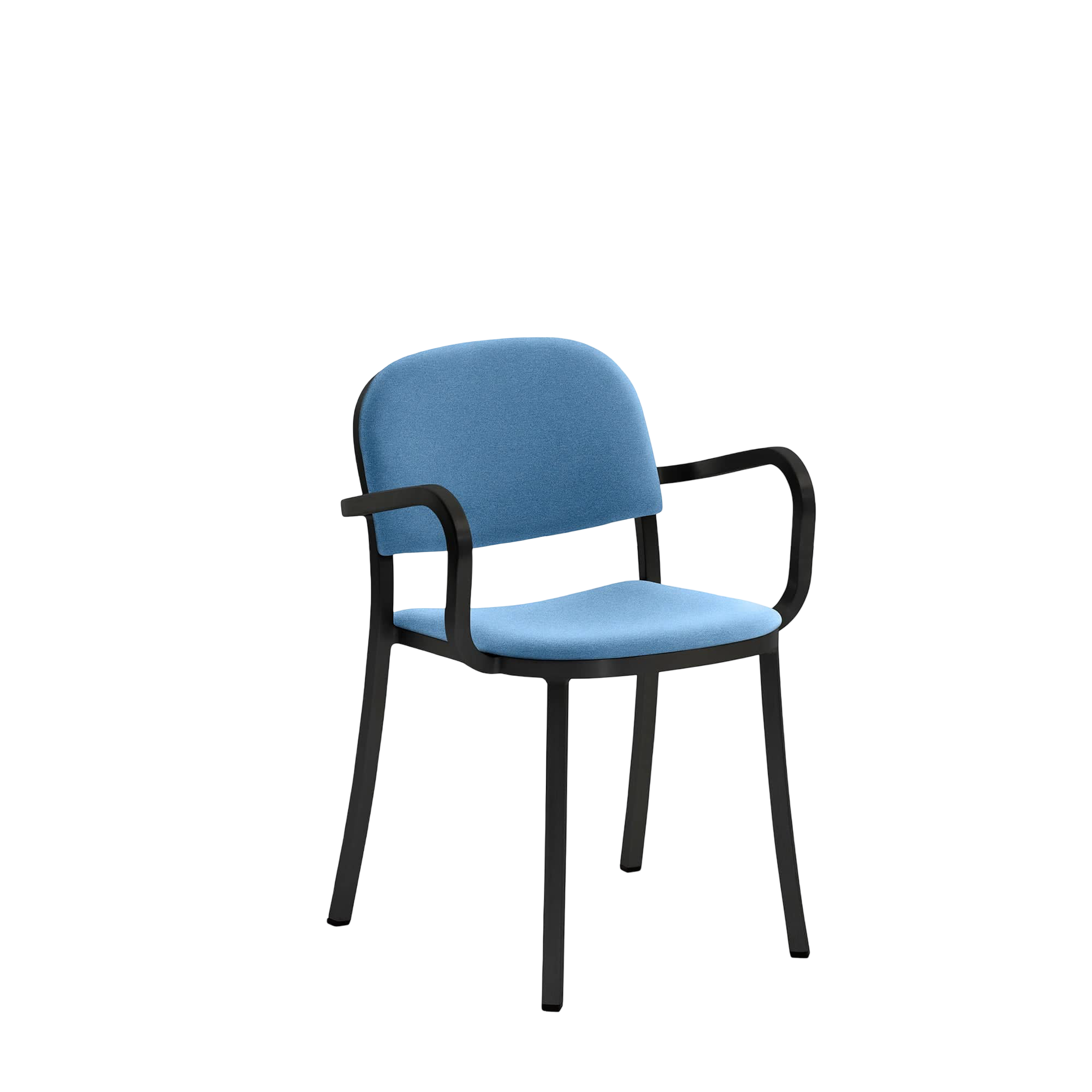 1 Inch Armchair, upholstered seat - Black powder-coated
