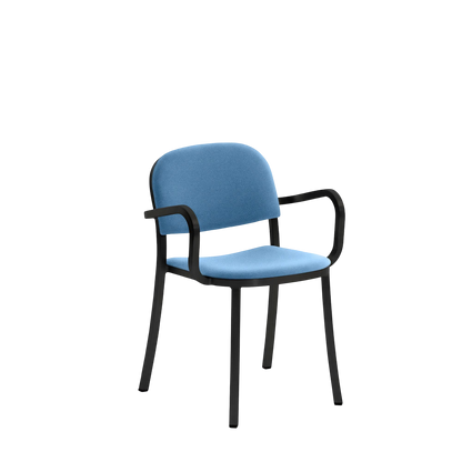 1 Inch Armchair, upholstered seat - Black powder-coated