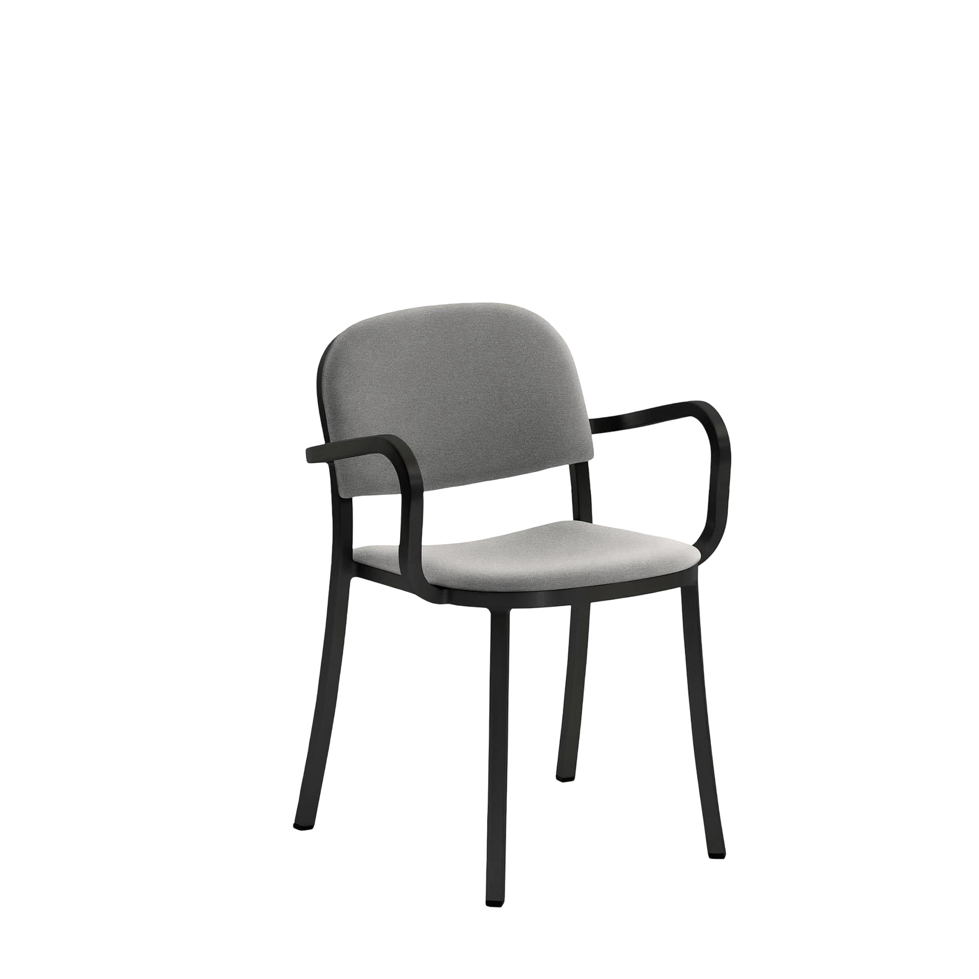1 Inch Armchair, upholstered seat - Black powder-coated