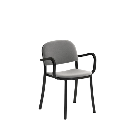 1 Inch Armchair, upholstered seat - Black powder-coated