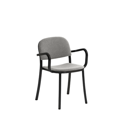 1 Inch Armchair, upholstered seat - Black powder-coated