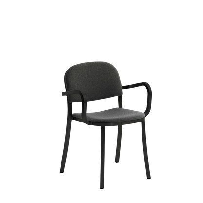 1 Inch Armchair, upholstered seat - Black powder-coated