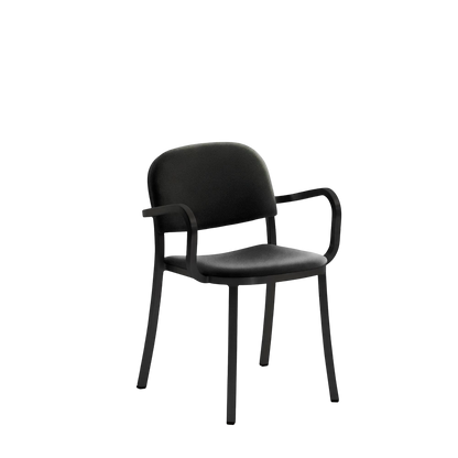 1 Inch Armchair, upholstered seat - Black powder-coated