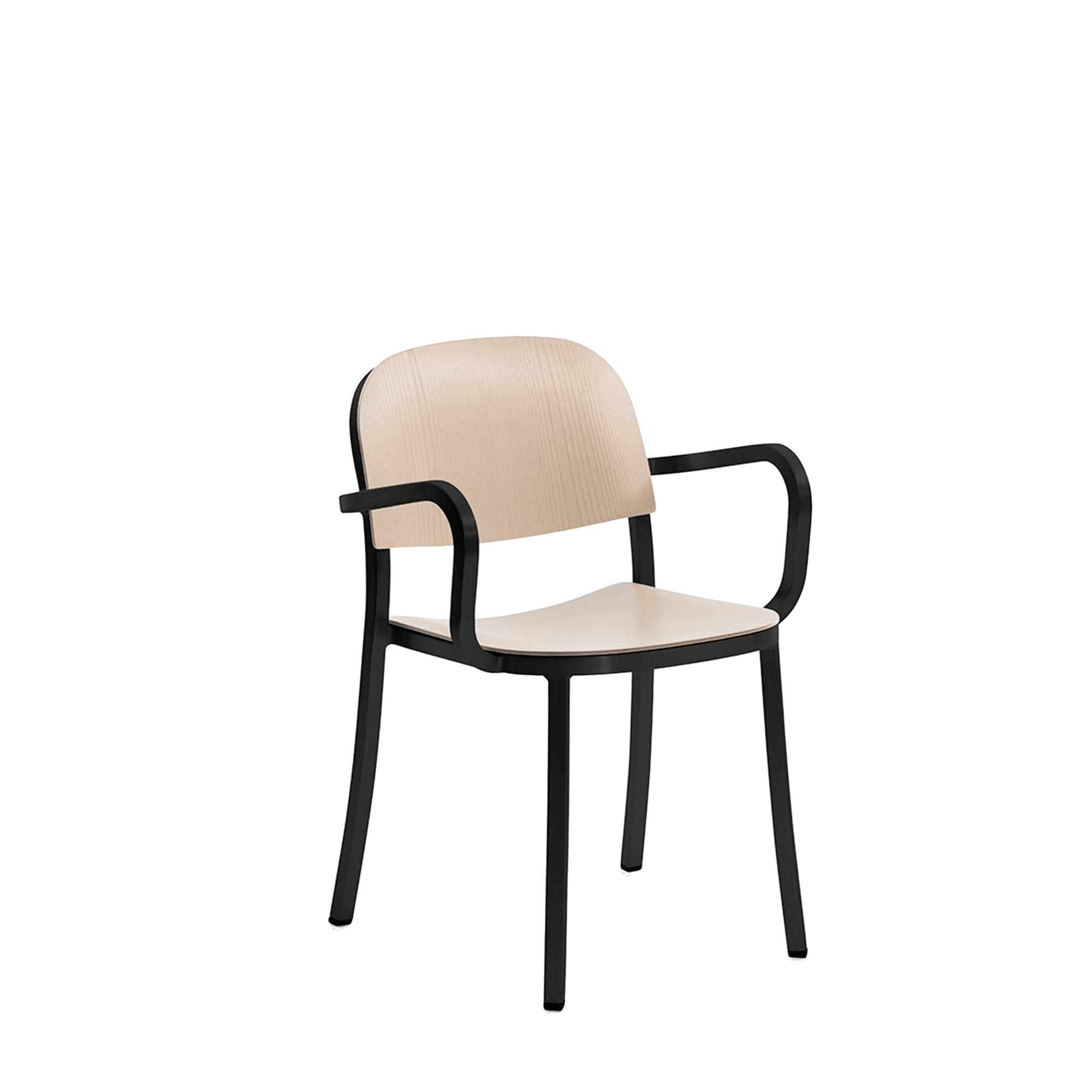 1 Inch Armchair, wood seat by Jasper Morrison - Black powder-coated