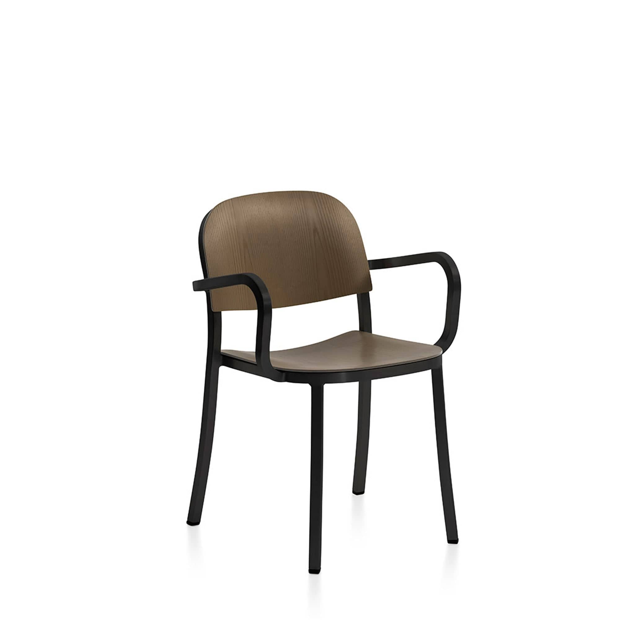 1 Inch Armchair, wood seat by Jasper Morrison - Black powder-coated