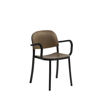 1 Inch Armchair, wood seat - Black powder-coated