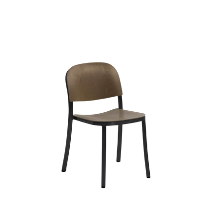 1 Inch Side Chair, wood seat  - Black powder-coated