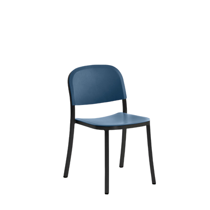 1 Inch Side Chair, recycled plastic seat - Black powder-coated