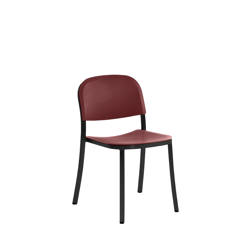 1 Inch Side Chair, recycled plastic seat - Black powder-coated