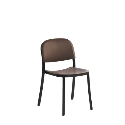 1 Inch Side Chair, recycled plastic seat - Black powder-coated