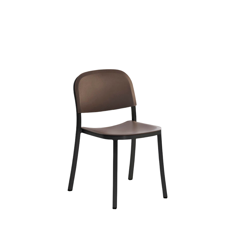 1 Inch Side Chair, recycled plastic seat - Black powder-coated