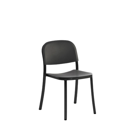 1 Inch Side Chair, recycled plastic seat - Black powder-coated