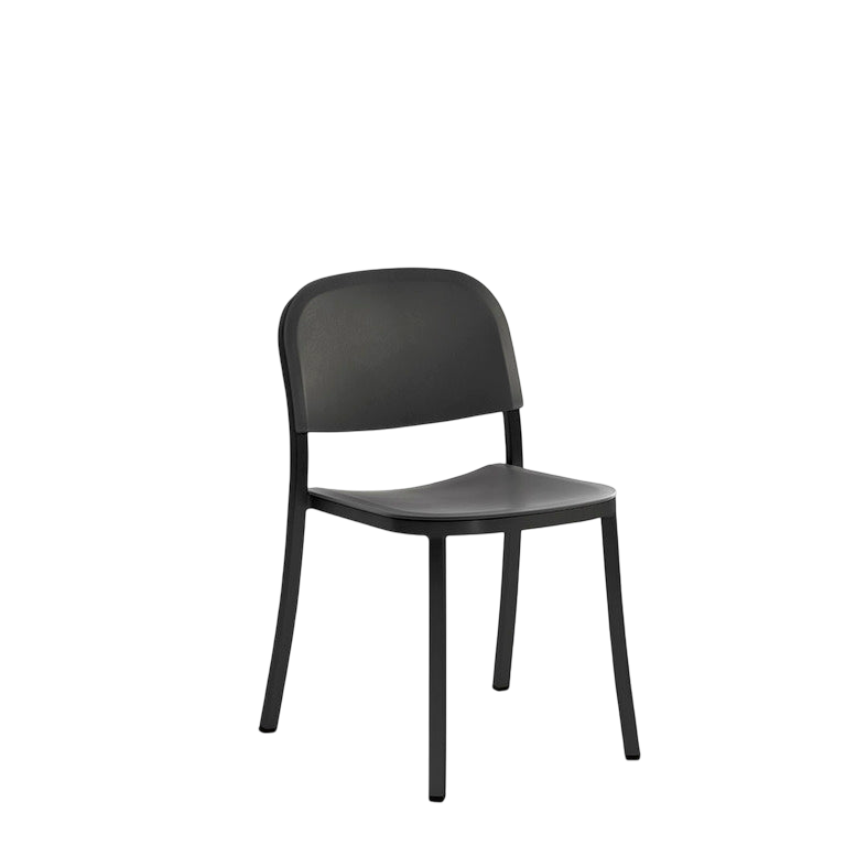 1 Inch Side Chair, recycled plastic seat - Black powder-coated